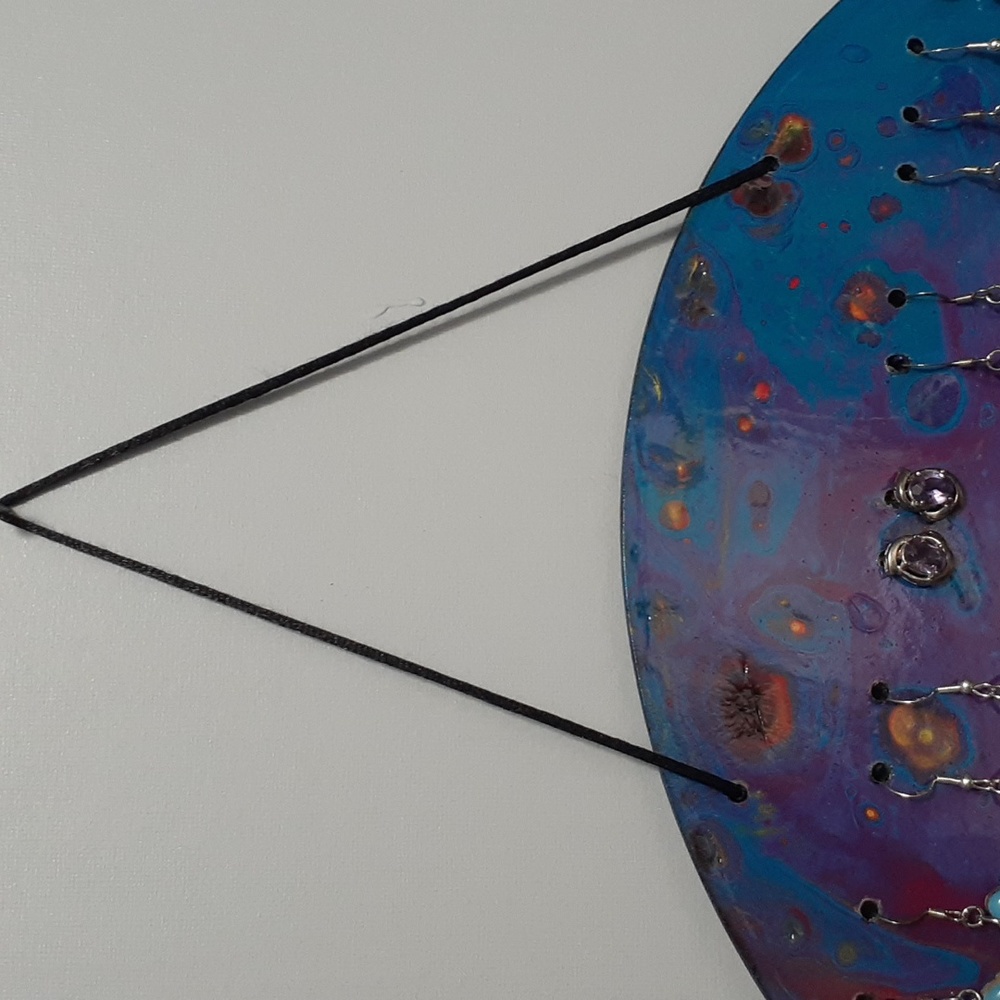 Hand Crafted Earring Jewelry Holder Painted Necklaces Vinyl Record Upcycle Wall - Picture 8 of 15